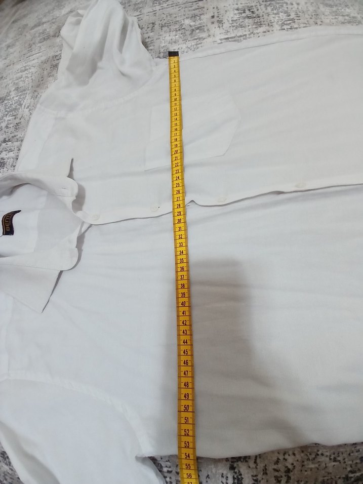 Erkek Beyaz Keten Uzun Kollu Gömlek - Görsel 3