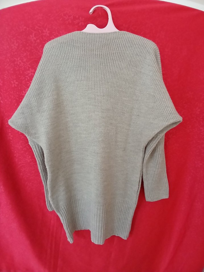 Gri Örgü Kadın Mini Kazak - Görsel 2