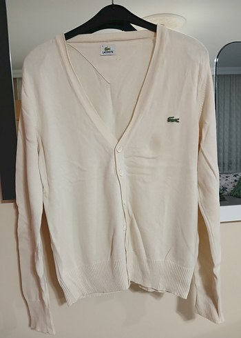 Lacoste Ekru V Yaka İnce Triko Hirka