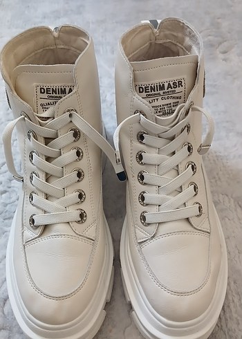 Denim&Co Beyaz Platform Topuklu Kadın Bot