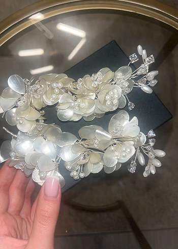 Beyaz Boncuklu Kadın Saç Aksesuarı - Görsel 3