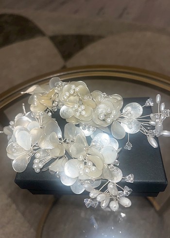 Beyaz Boncuklu Kadın Saç Aksesuarı - Görsel 2