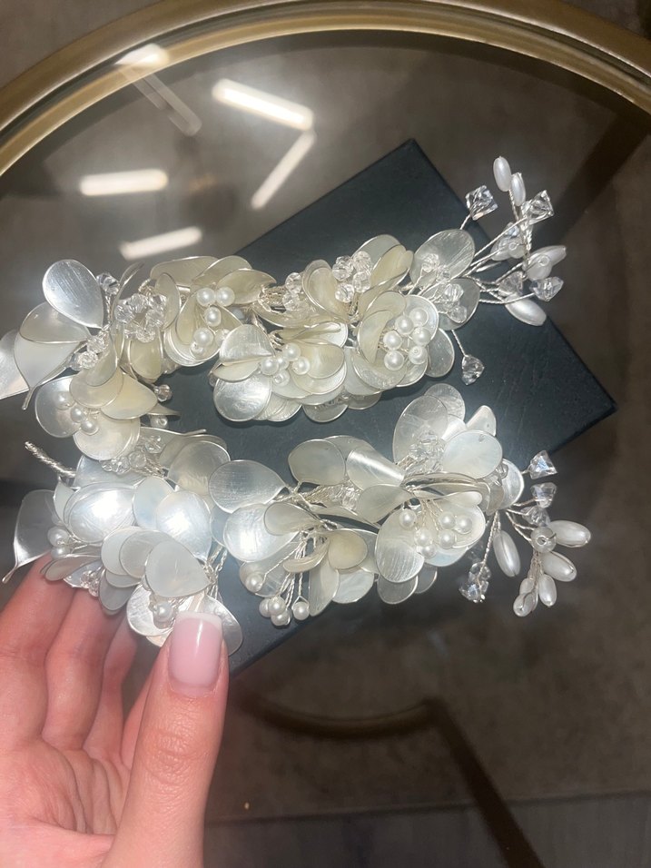 Beyaz Boncuklu Kadın Saç Aksesuarı - Görsel 3