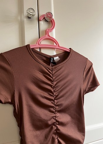 HM Kahverengi Drapeli Midi Kadın Elbise XS - Görsel 3