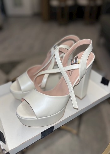 Beyaz Platform Topuklu Kadın Abiye Ayakkabı - Görsel 4