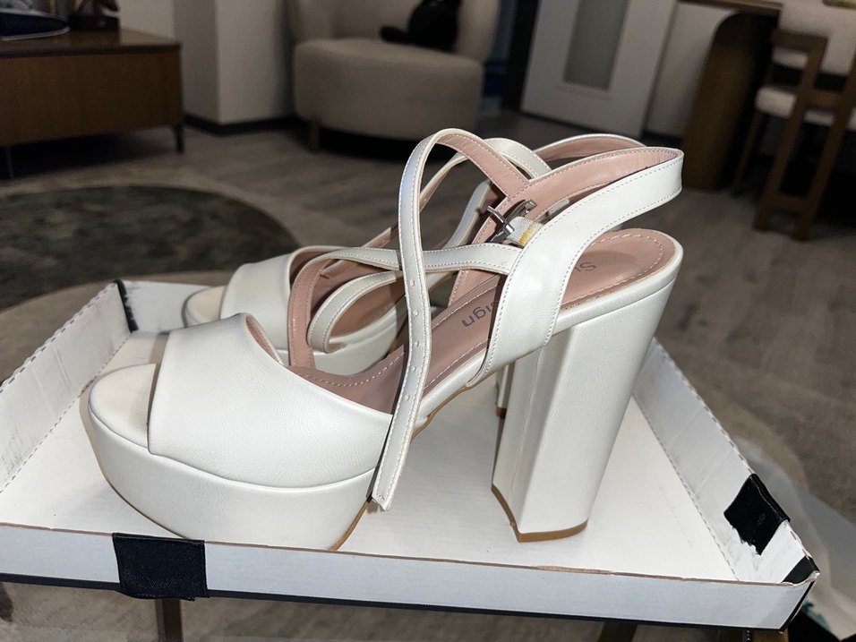 Beyaz Platform Topuklu Kadın Abiye Ayakkabı - Görsel 2