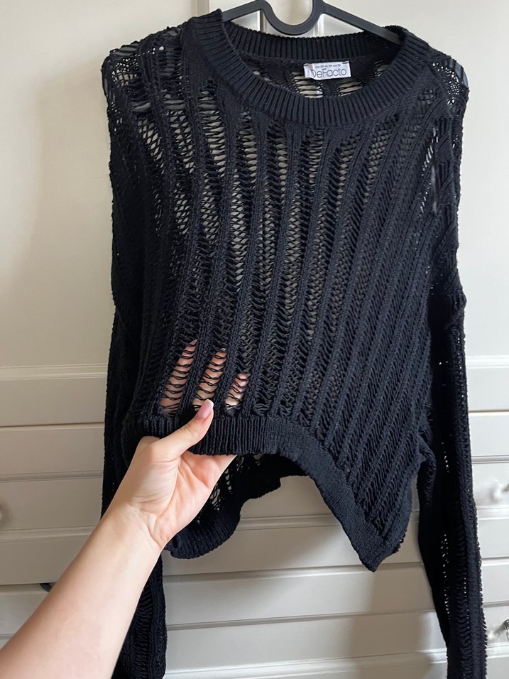 Siyah Örgü Kadın Kazak defacto xs - Görsel 2