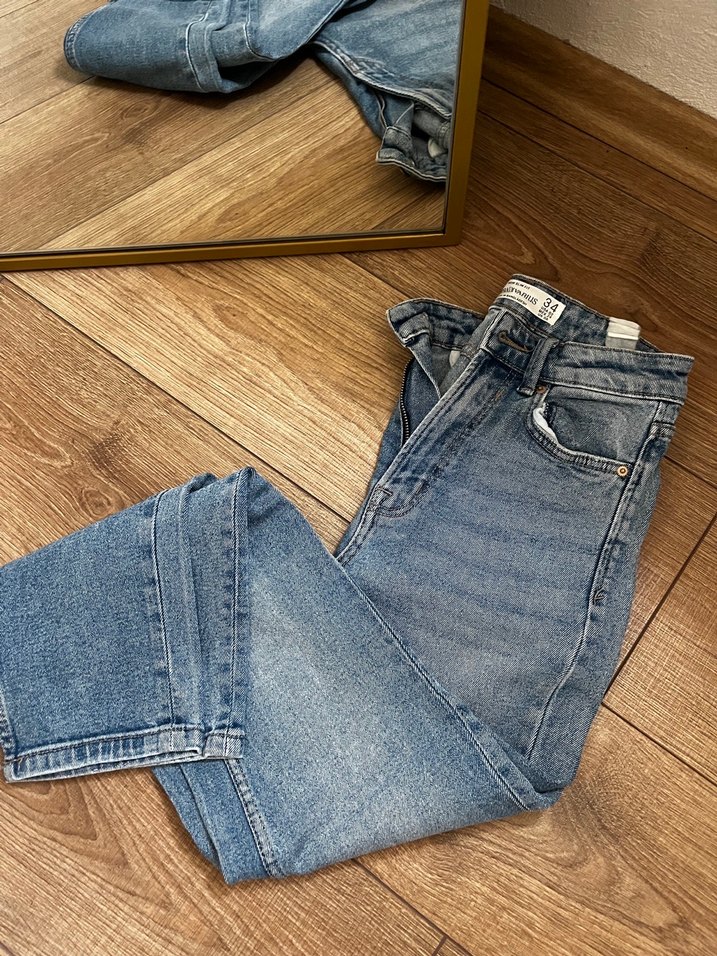 Stradivarius mom slim fit 34 beden kot pantolon - Görsel 4