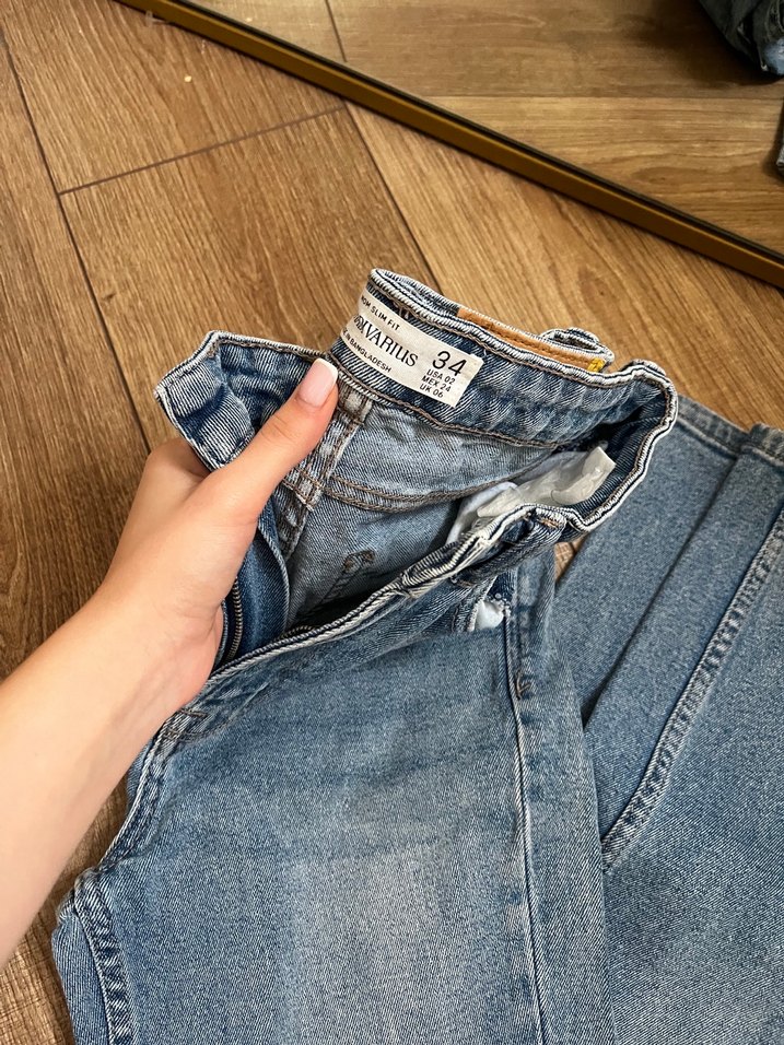 Stradivarius mom slim fit 34 beden kot pantolon - Görsel 3