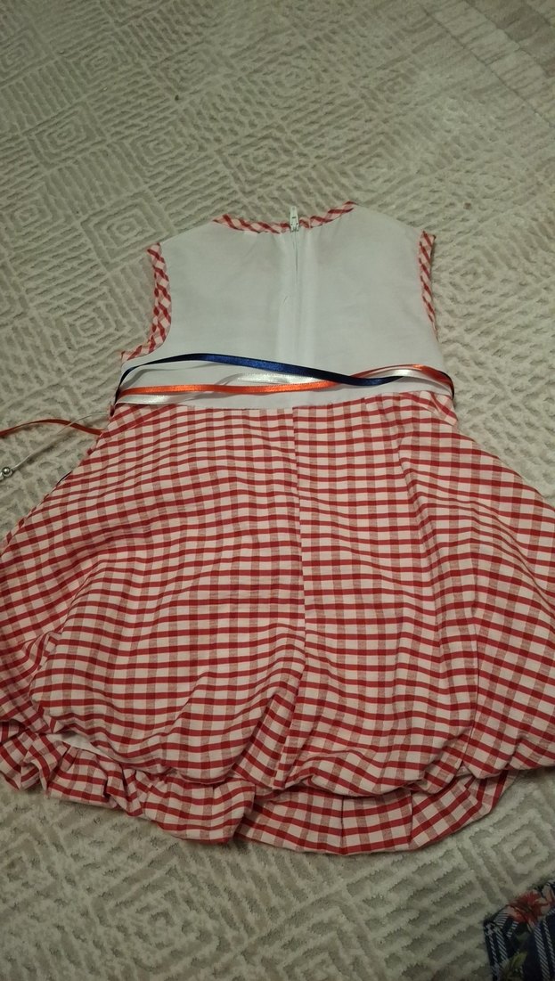 Kırmızı Nakışlı Kolsuz Kız Elbisesi - Görsel 3