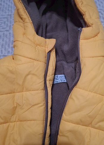 Kapüşonlu Sarı Erkek Çocuk Mont - Görsel 3