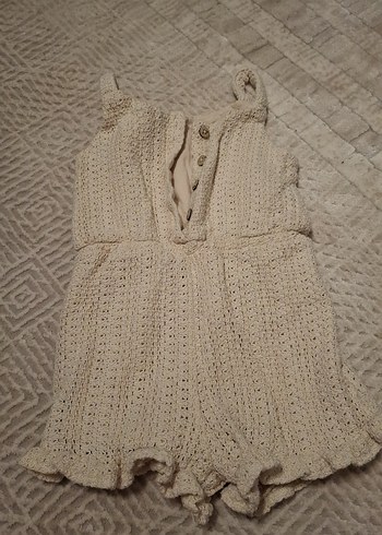 Beyaz Örgü Bebek Kız Tulum - Görsel 2