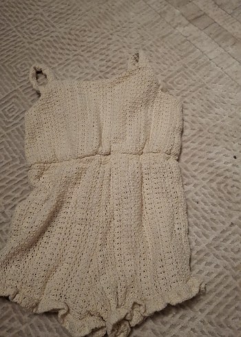 Beyaz Örgü Bebek Kız Tulum - Görsel 4