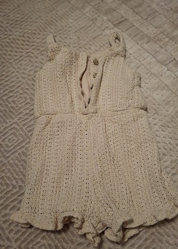 Beyaz Örgü Bebek Kız Tulum - Görsel 3