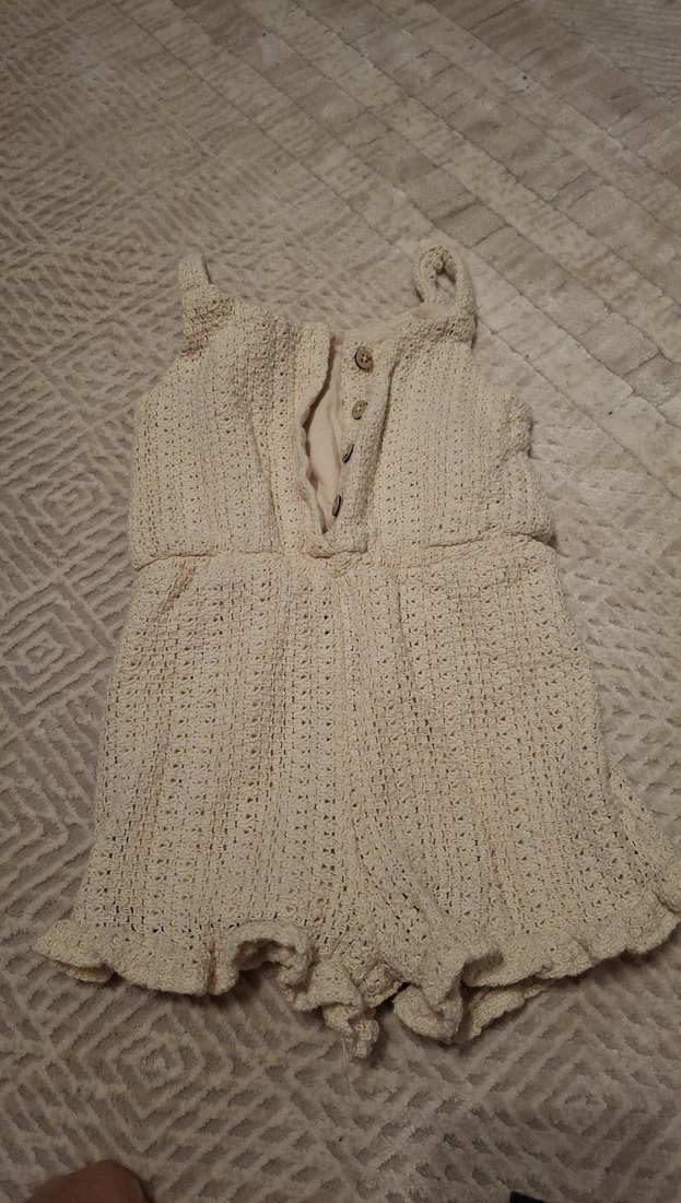 Beyaz Örgü Bebek Kız Tulum - Görsel 2