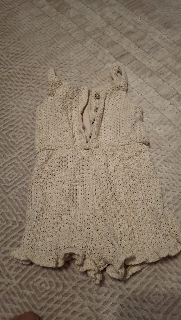 Beyaz Örgü Bebek Kız Tulum - Görsel 3