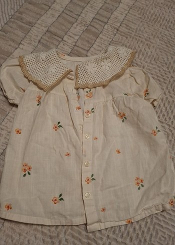 Nakışlı Bohem Kız Elbisesi, Kısa Kollu, Bej - Görsel 2