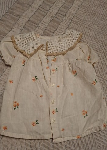 Nakışlı Bohem Kız Elbisesi, Kısa Kollu, Bej - Görsel 3