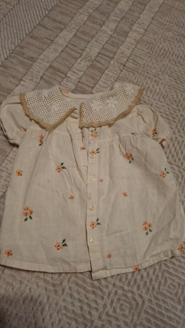 Nakışlı Bohem Kız Elbisesi, Kısa Kollu, Bej - Görsel 2