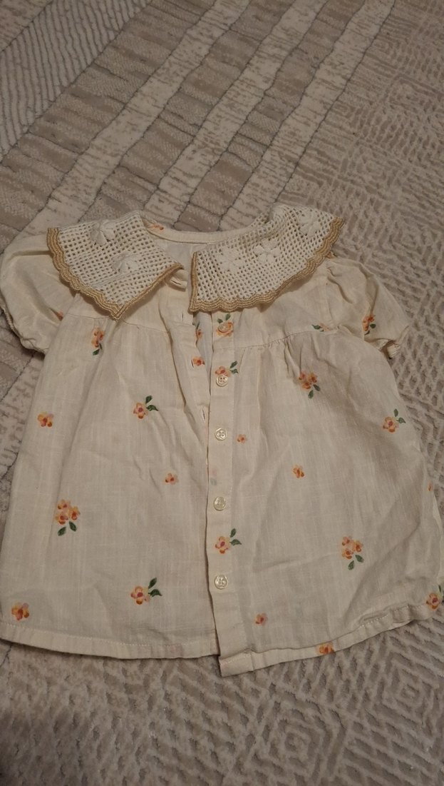 Nakışlı Bohem Kız Elbisesi, Kısa Kollu, Bej - Görsel 3