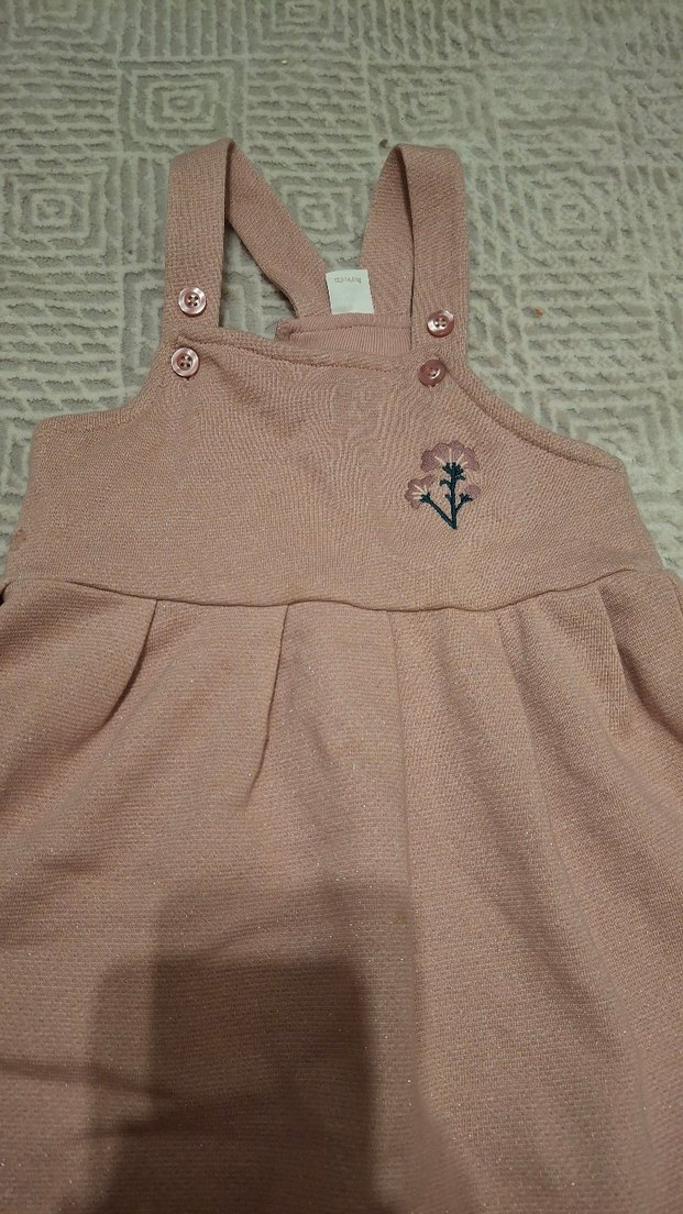 Nakışlı Bej Kız Çocuk Triko Elbise - Görsel 2