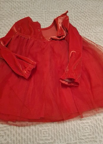 Kız Çocuk Parlak Kırmızı Fırfırlı Elbise - Görsel 4