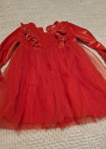 Kız Çocuk Parlak Kırmızı Fırfırlı Elbise - Görsel 3