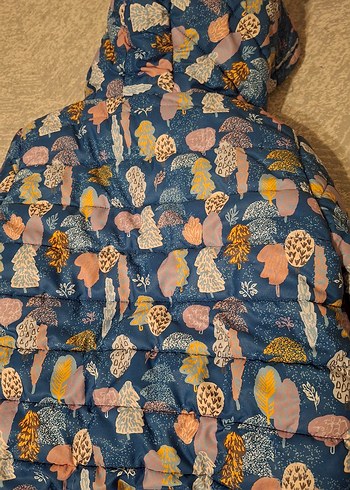 Kapüşonlu, Baskılı Mavi çocuk mont - Görsel 2