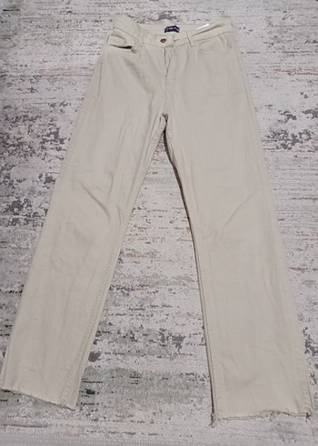 Bej Regular Fit Kadın Midi Kumaş Pantolon