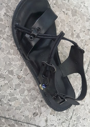 39 Beden siyah Renk Kadın Siyah Tokalı Minimalist Sandalet