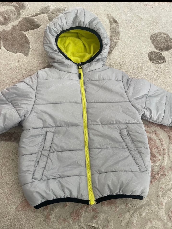 Kapüşonlu Gri Erkek Çocuk Mont - Görsel 4