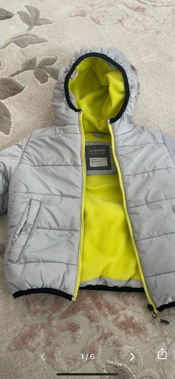 Kapüşonlu Gri Erkek Çocuk Mont - Görsel 3