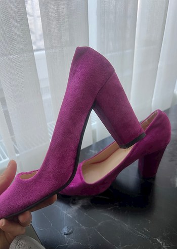 Pembe Süet Stiletto Kadın Topuklu Ayakkabı - Görsel 5