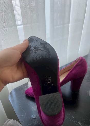 Pembe Süet Stiletto Kadın Topuklu Ayakkabı - Görsel 4
