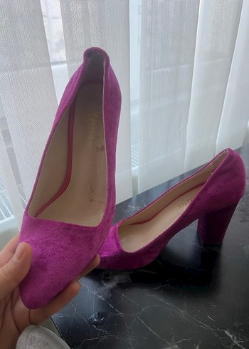Pembe Süet Stiletto Kadın Topuklu Ayakkabı - Görsel 3