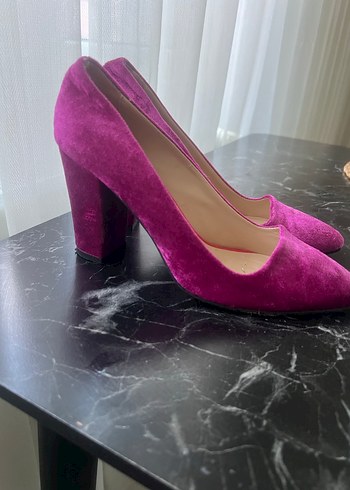 Pembe Süet Stiletto Kadın Topuklu Ayakkabı - Görsel 2