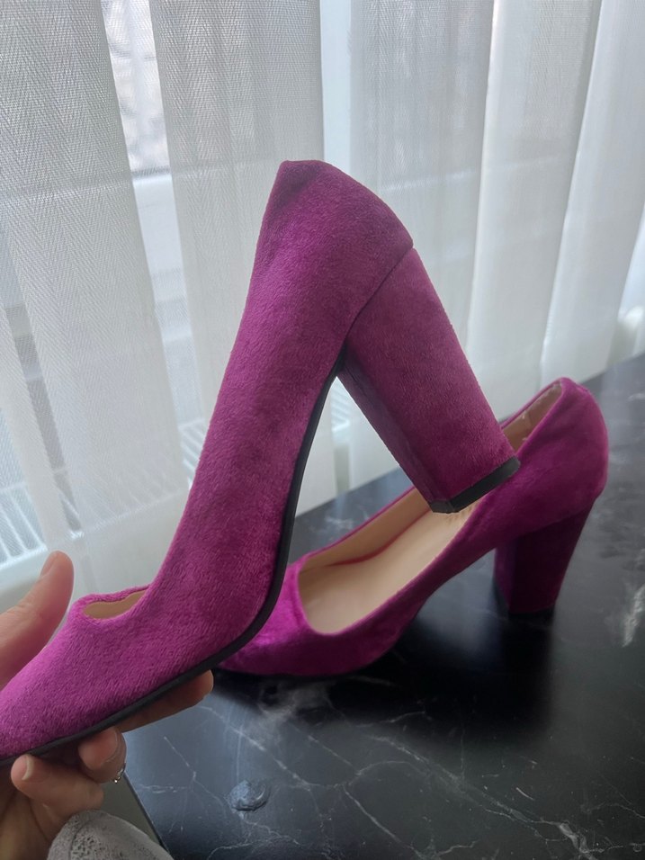 Pembe Süet Stiletto Kadın Topuklu Ayakkabı - Görsel 5