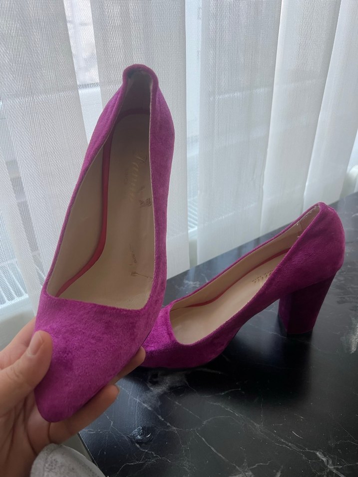 Pembe Süet Stiletto Kadın Topuklu Ayakkabı - Görsel 3