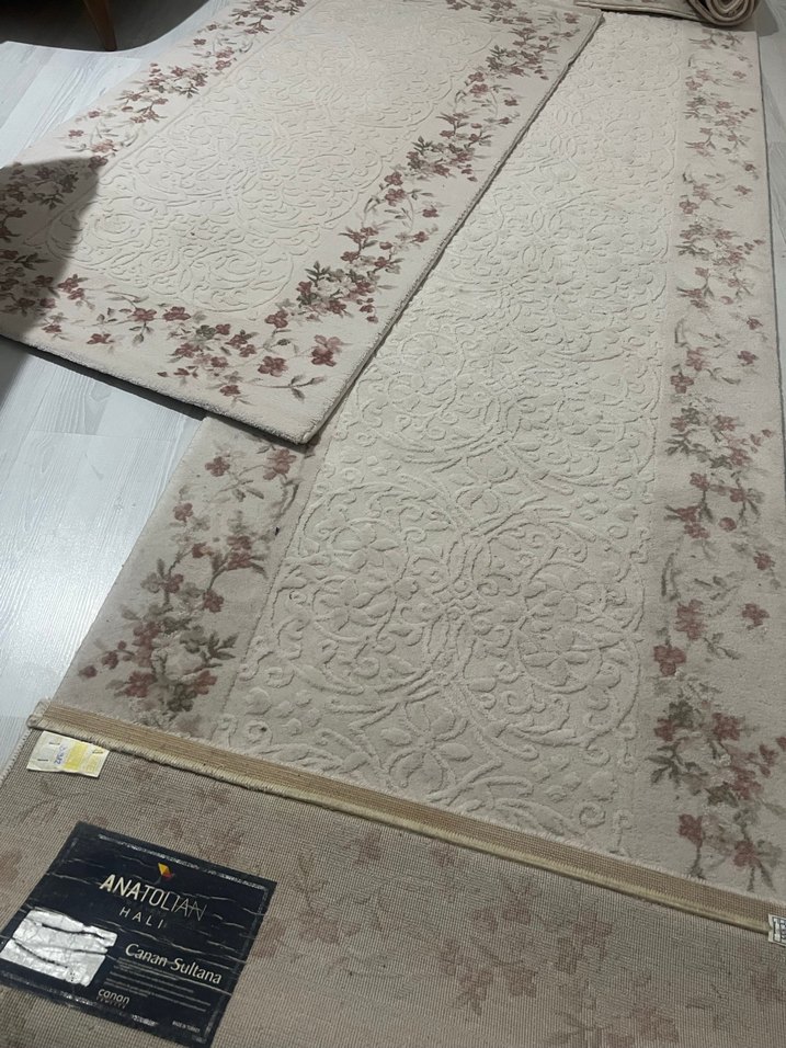 Nakışlı Beyaz Gri Halı Seti - Görsel 3