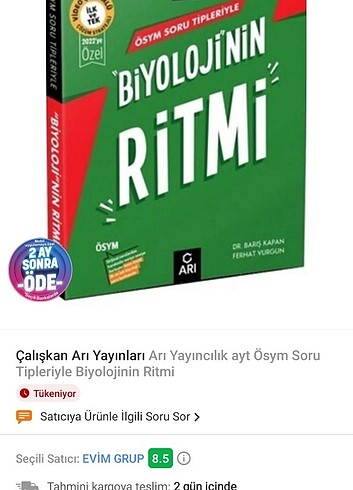  AYT biyoloji arı yayınları 