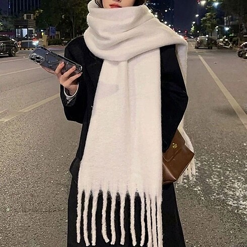 Kadın 0 polyester beyaz atkı