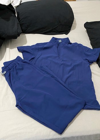 Erkek Mavi Kısa Kollu Regular Fit scrubs Takımı