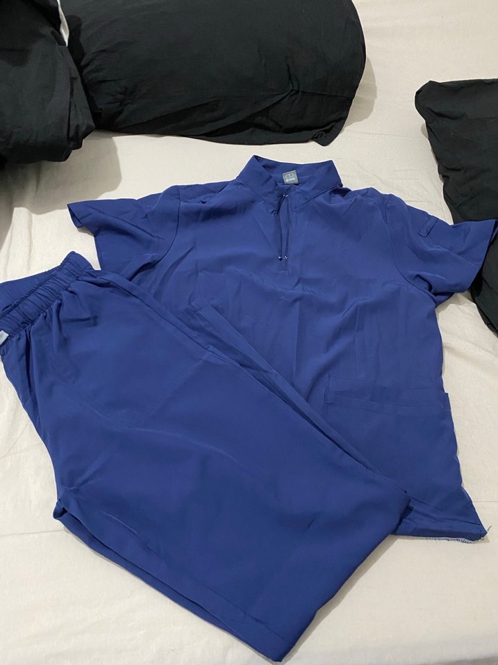 Erkek Mavi Kısa Kollu Regular Fit scrubs Takımı - Görsel 2