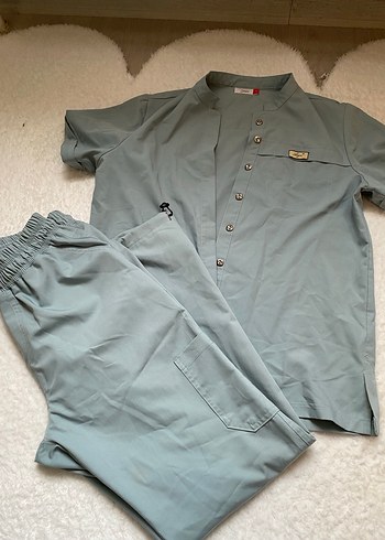 Gri Kısa Kollu scrubs Hastane Kıyafeti - Görsel 2