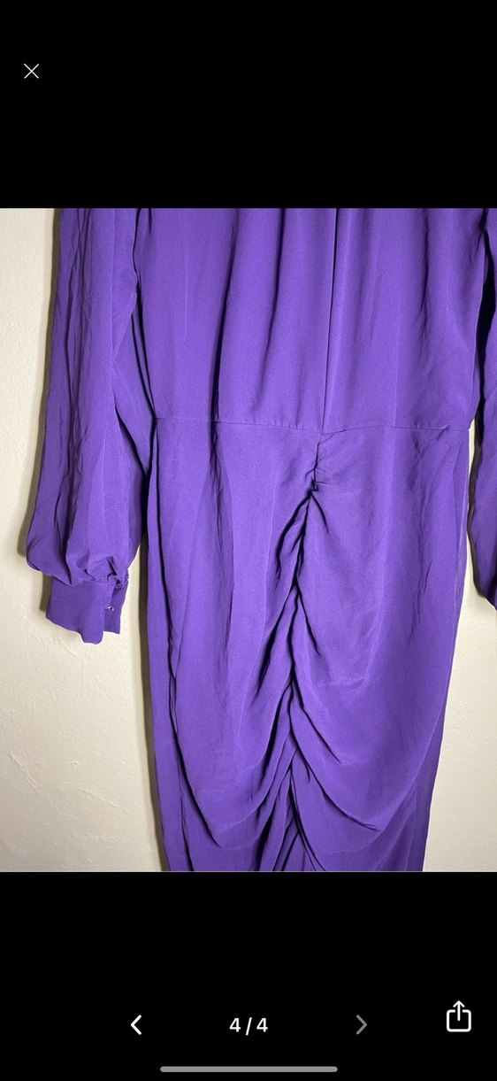 Uzun Kol Drapeli mürdüm Elbise - Görsel 4