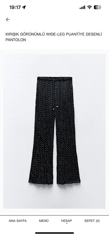 Zara Puantiye desenli saten pantolon