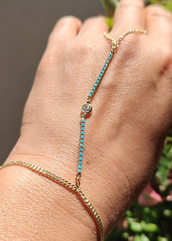 Turkuaz Zincir Detaylı Kadın El Zinciri - Görsel 2