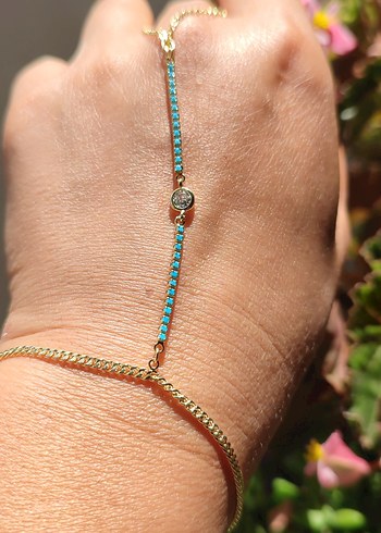 Turkuaz Zincir Detaylı Kadın El Zinciri - Görsel 3