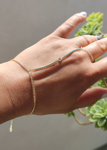 Turkuaz Zincir Detaylı Kadın El Zinciri - Görsel 6