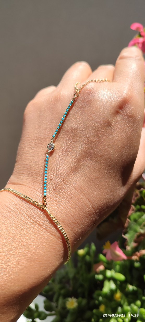 Turkuaz Zincir Detaylı Kadın El Zinciri - Görsel 4